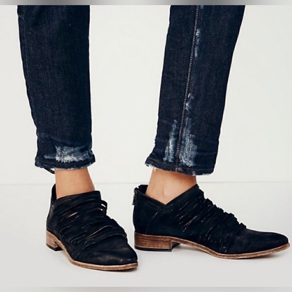 Free people lost valley strappy cutout boho oxford flat ankle bootie boots‎